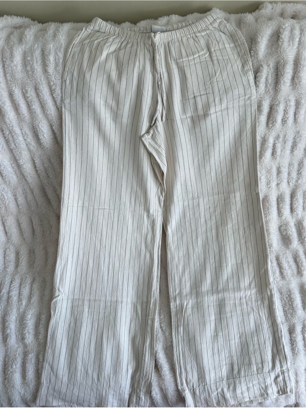 a new day White Wide Leg Pinstripe Linen Pants